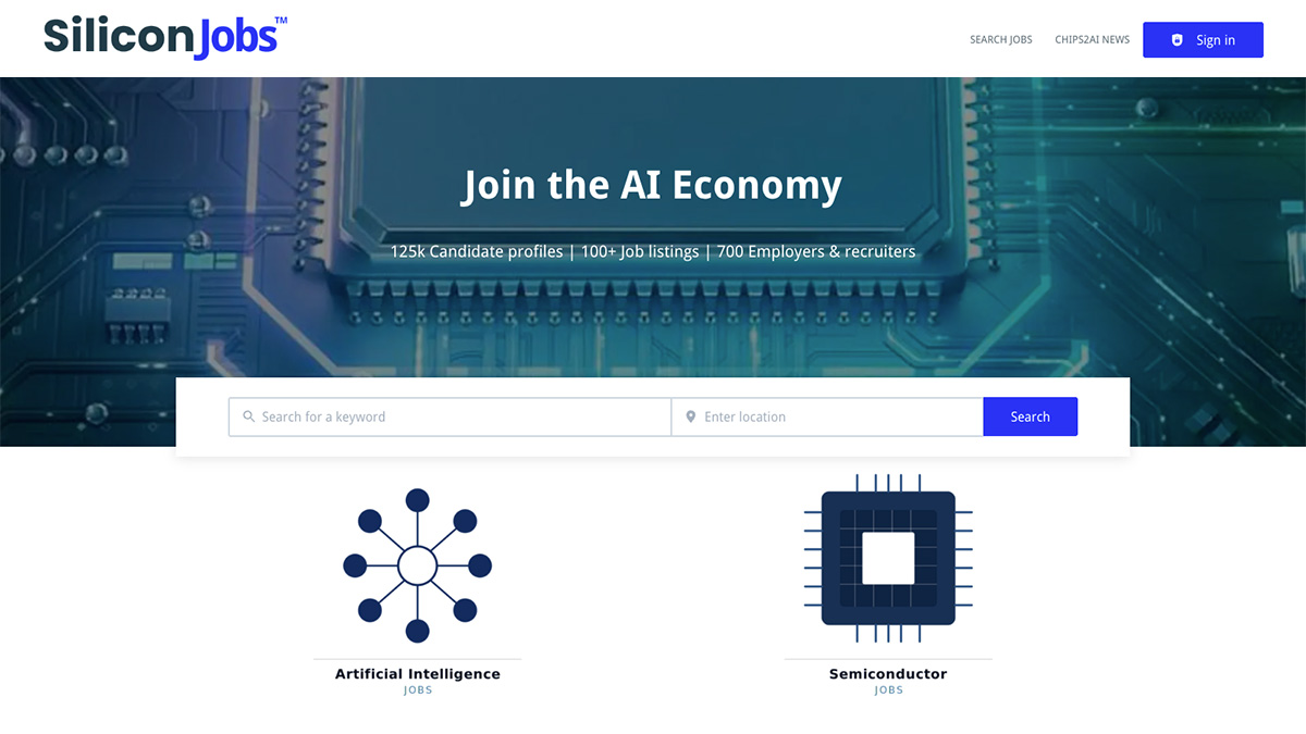 Screenshot of www.siliconjobs.org